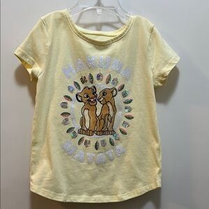 Disney Lion 🦁 King Cimba & Nala HAKUNA MATATA Yellow T-Shirt Lion Print sparkles